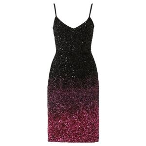 Parker Black Ombré Sequin Cocktail Dress V-Neck Backless Size 4 Quality Glam